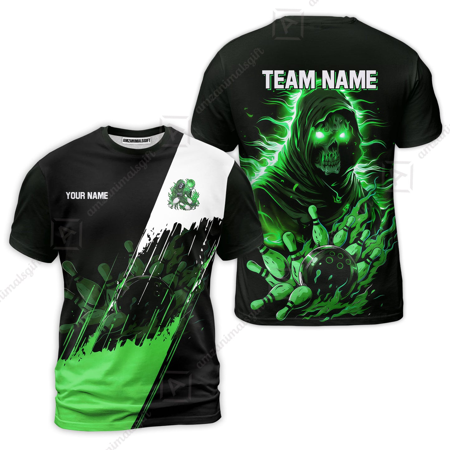 Custom Bowling Jersey Polo Shirt, Glow Reaper Bowling Custom Bowling Jersey Team Shirt For Players With Name & Team Name
