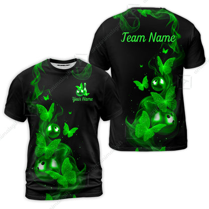 Custom Bowling Jersey Polo Shirt, Butterfly Bowling Smoke, Custom Bowling Jersey Team Shirt For Players With Name & Team Name