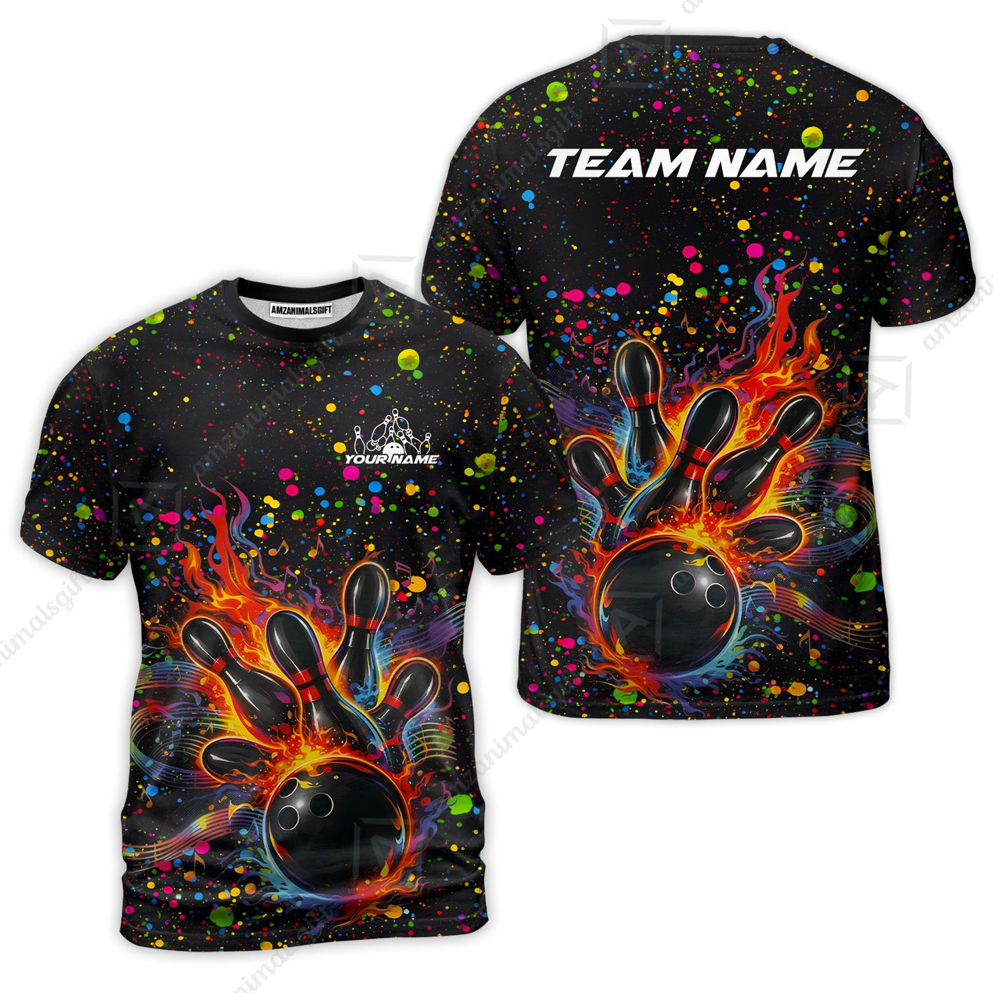 Custom Bowling Jersey Polo Shirt, Bowling Splash Paint Dot, Custom Bowling Jersey Team Shirt For Players With Name & Team Name