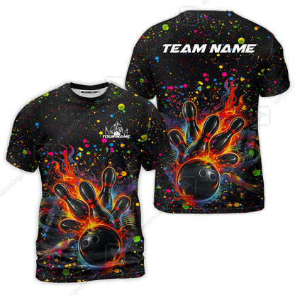 Custom Bowling Jersey Polo Shirt, Bowling Splash Paint Dot, Custom Bowling Jersey Team Shirt For Players With Name & Team Name