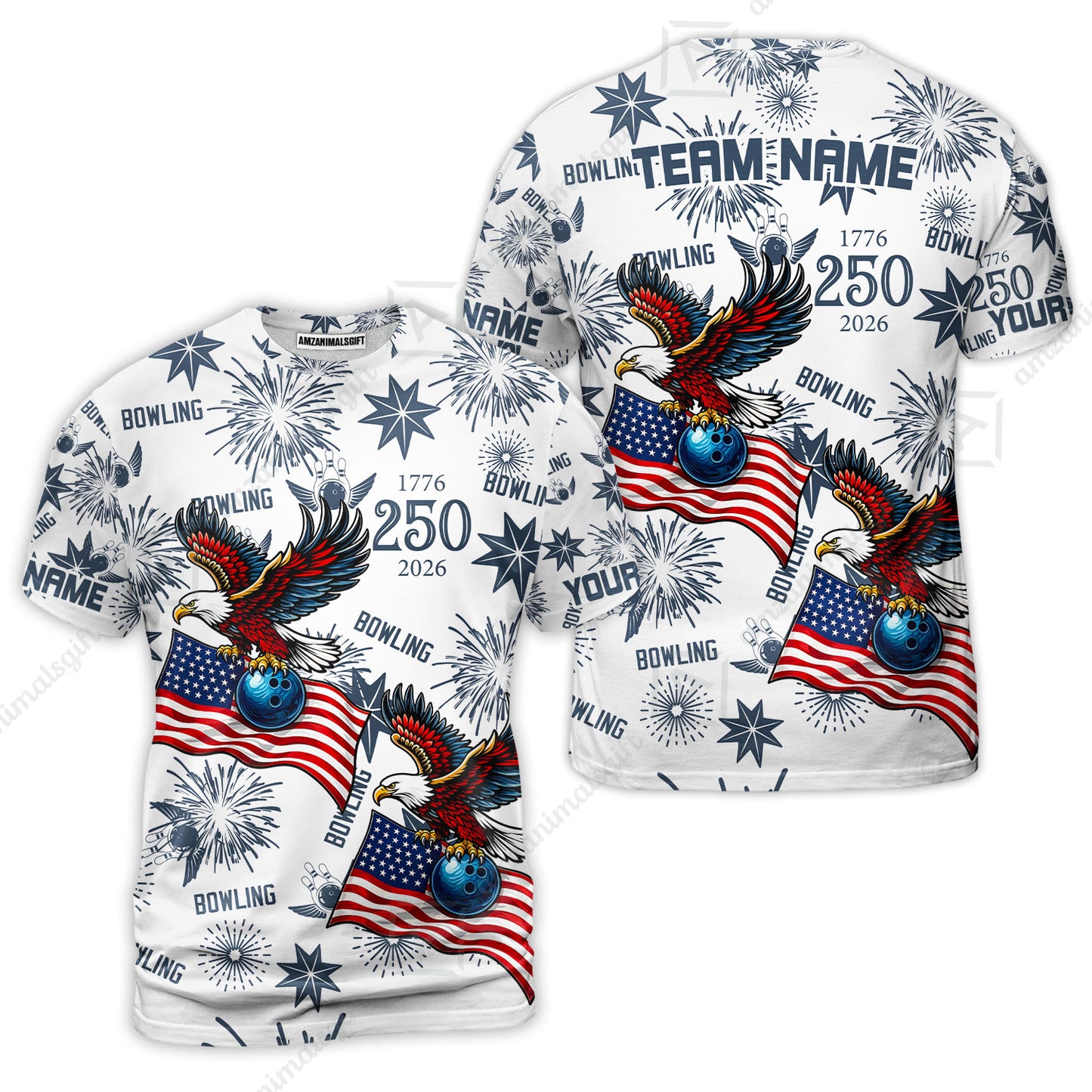 Custom Bowling Jersey Polo Shirt, USA 250 Years of Independence Bowling, Custom Bowling Jersey Team Shirt For Players With Name and Team Name