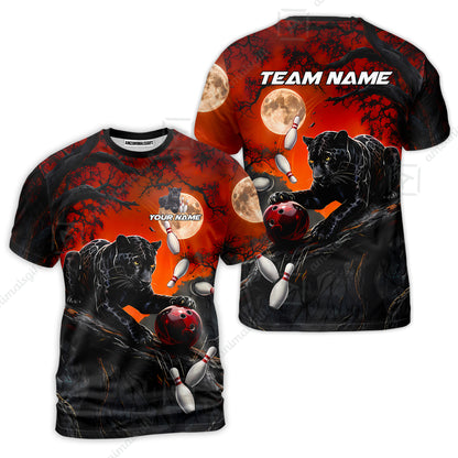 Customized Bowling Shirt, Midnight Panther, Personalized Polo Shirt For Players With Name & Team Name