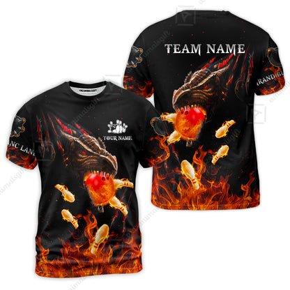 Customized Bowling Polo, Dragon Ball Fire Bowling Jersey Multicolor Option Customized Name, Team Name Polo Jerseys Shirt For Mike
