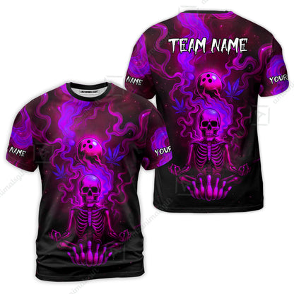Custom Bowling Team Unisex Polo Shirt, Neon Skull CNB Bowling Custom Shirt Featuring Personalized Name and Team Name