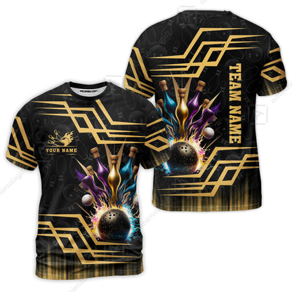 Customized Bowling Unisex Polo, Bowling And Pins Royal Multicolor Option Customized Name And Team Name For Bowling Team