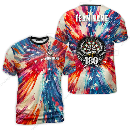 Custom Darts Team Jersey, Personalized 180 Beer USA Color Splash Darts Polo Shirt For Players With Name & Team Name