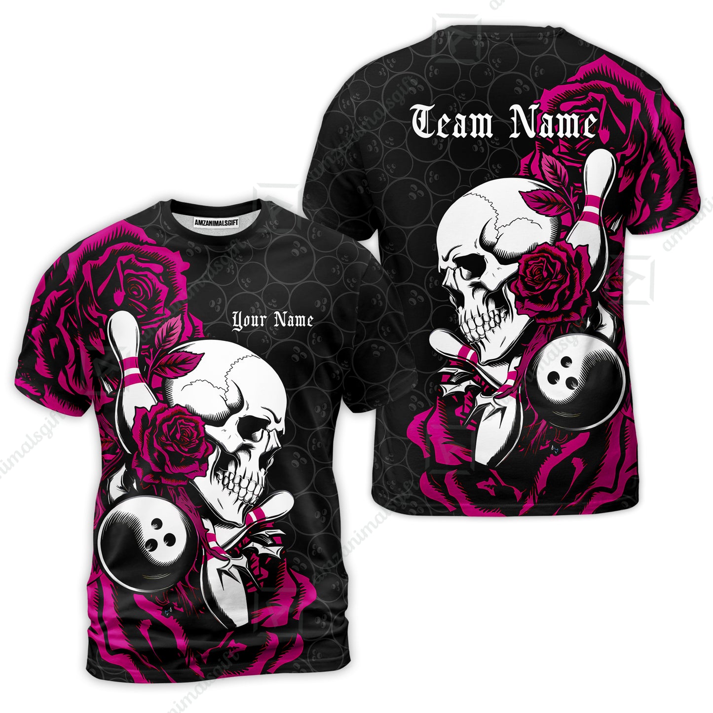 Custom Bowling Jersey Polo Shirt, Deadly Rose, Personalized Name And Team Name