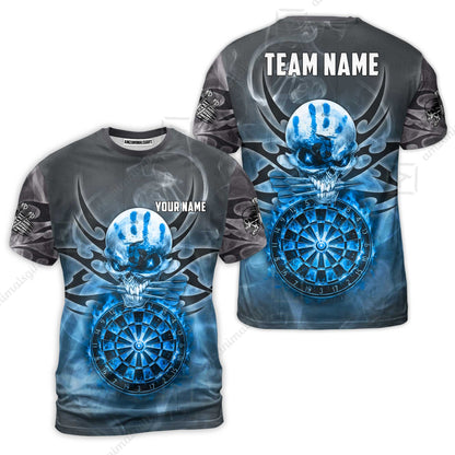 Custom Darts Jersey Polo Shirt, Glowing Fire Skull Tribal, Custom Dart Jersey Team Shirt For Players With Name & Team Name
