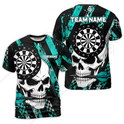 Custom Darts Jersey Polo Shirt, Skull Bites Dart, Custom Dart Jersey Team Shirt For Players With Name & Team Name