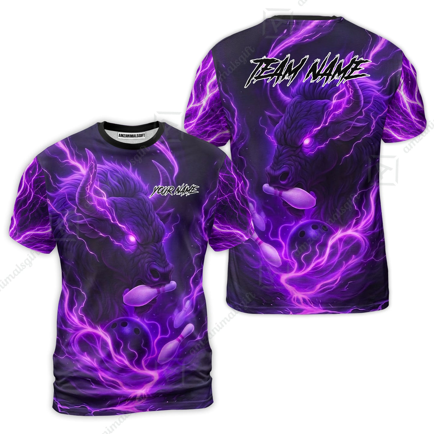 Custom Bowling Jersey Polo Shirt, Charging Bull Bowling Custom Bowling Jersey Team Shirt For Players With Name & Team Name