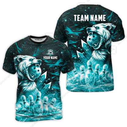 Custom Bowling Jersey Polo Shirt, Arctic Bear & Crystal Galaxy, Custom Bowling Jersey Team Shirt For Players With Name & Team Name