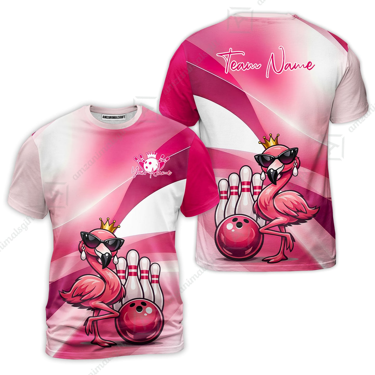 Custom Women Jersey Shirt, Pink Diva Flamingo Bowling, Custom Bowling Jersey Team Shirt For Players With Name & Team Name