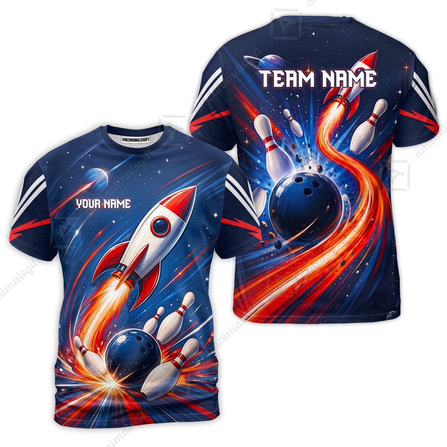 Custom Bowling Jersey Polo Shirt, Bowling Strike Rocket, Custom Bowling Jersey Team Shirt For Players With Name and Team Name