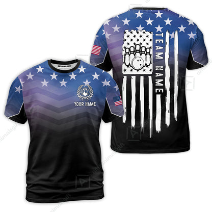 Custom Bowling Jersey Polo Shirt, Vertical Distressed Flag Chevron Gradient, Custom Bowling Jersey Team Shirt For Players With Name and Team Name