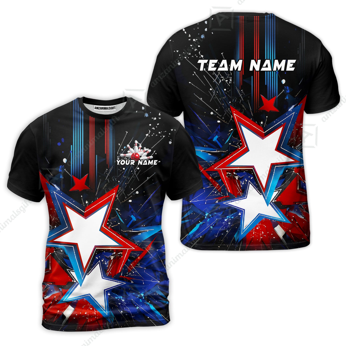 Custom Abstract Patriotic Bowling Jersey Polo Shirt, Custom Abstract Patriotic Bowling Jersey Team Shirt For Players With Name & Team Name