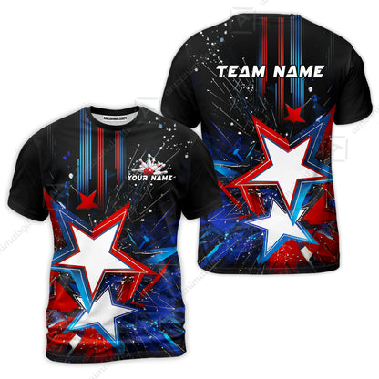 Custom Abstract Patriotic Bowling Jersey Polo Shirt, Custom Abstract Patriotic Bowling Jersey Team Shirt For Players With Name & Team Name