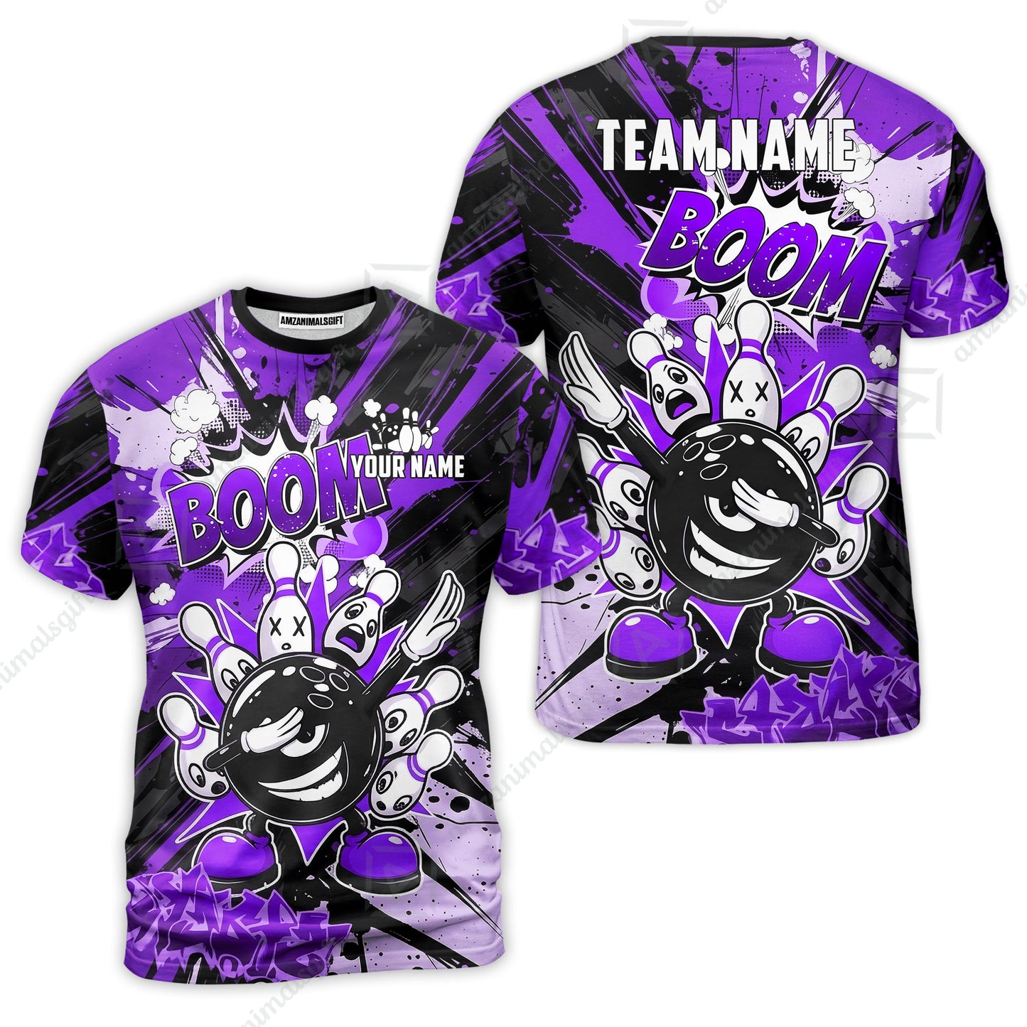 Custom Bowling Jersey Polo Shirt, Dabbing Cartoon Monster, Custom Bowling Jersey Team Shirt For Players With Name & Team Name