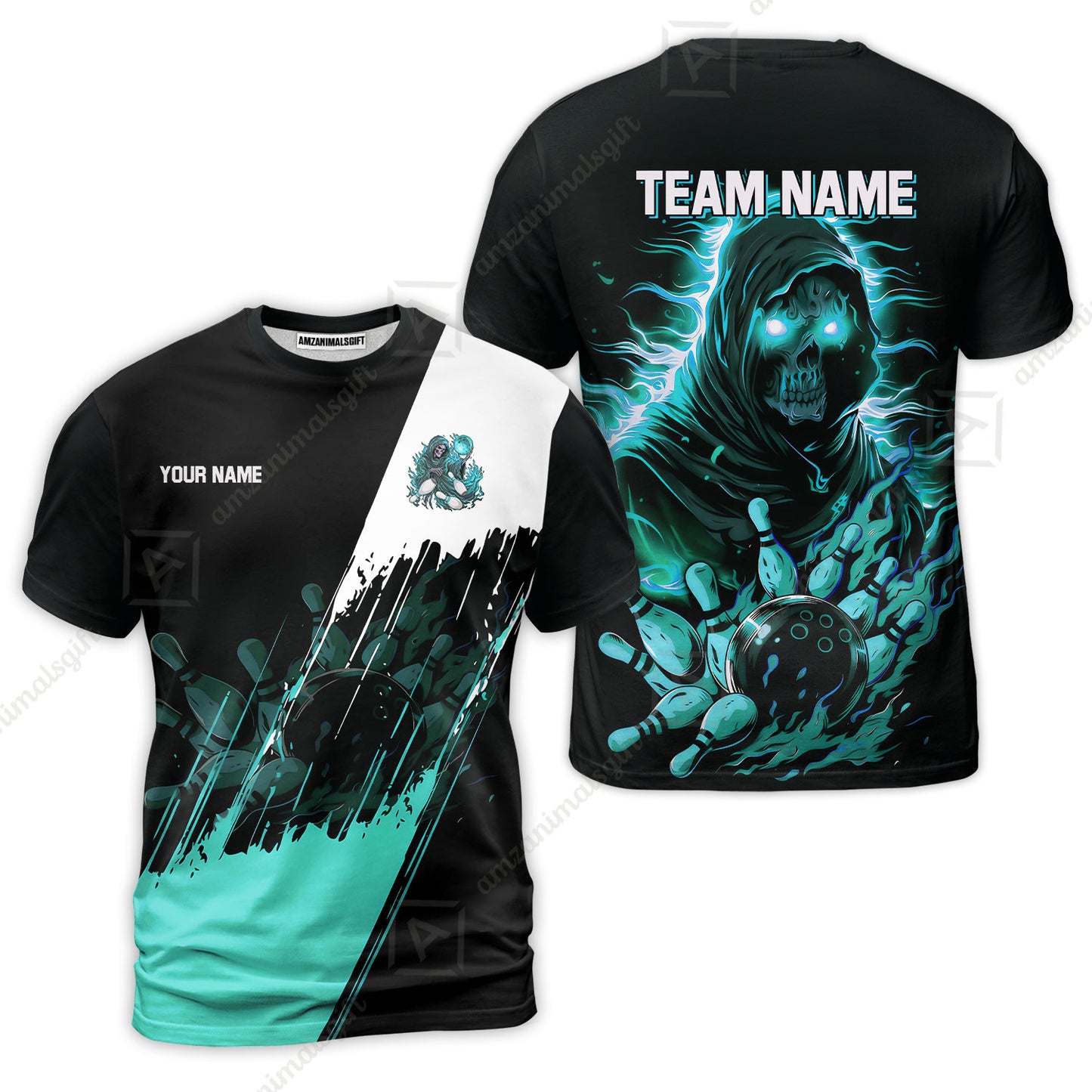 Custom Bowling Jersey Polo Shirt, Glow Reaper Bowling Custom Bowling Jersey Team Shirt For Players With Name & Team Name