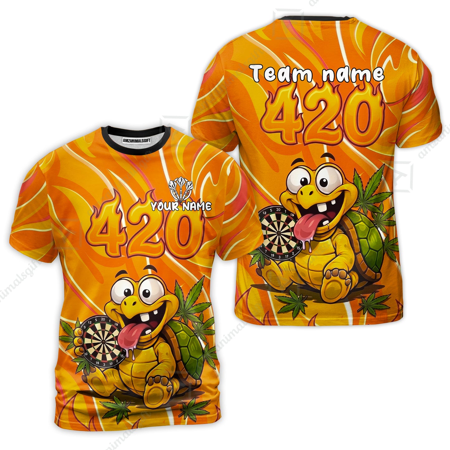 Custom Dart Jersey Team Shirt For Players, Funny Turtle 420, Personalize Name and Team Name