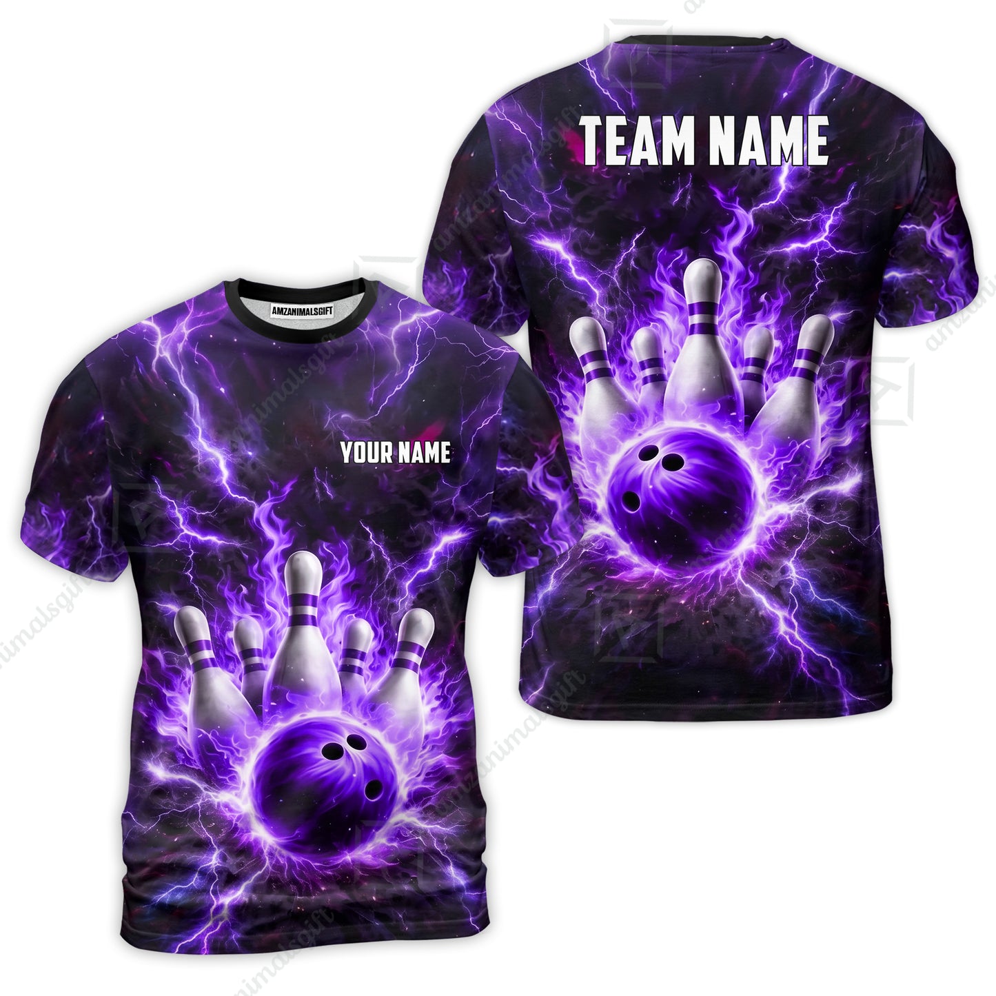 Custom Bowling Jersey Polo Shirt, Electric Lightning Storm Bowling, Custom Bowling Jersey Team Shirt For Players With Name and Team Name