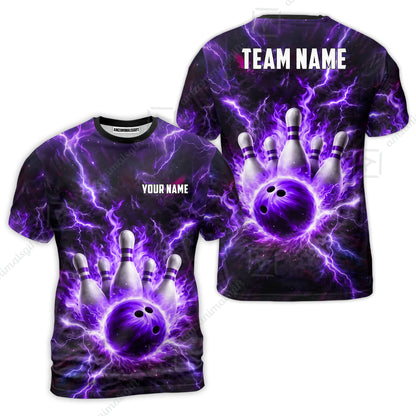 Custom Bowling Jersey Polo Shirt, Electric Lightning Storm Bowling, Custom Bowling Jersey Team Shirt For Players With Name and Team Name
