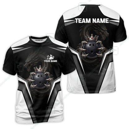 Custom Bowling Jersey Polo Shirt, Gothic Dark Dragon Royal Crown, Custom Bowling Jersey Team Shirt For Players With Name and Team Name