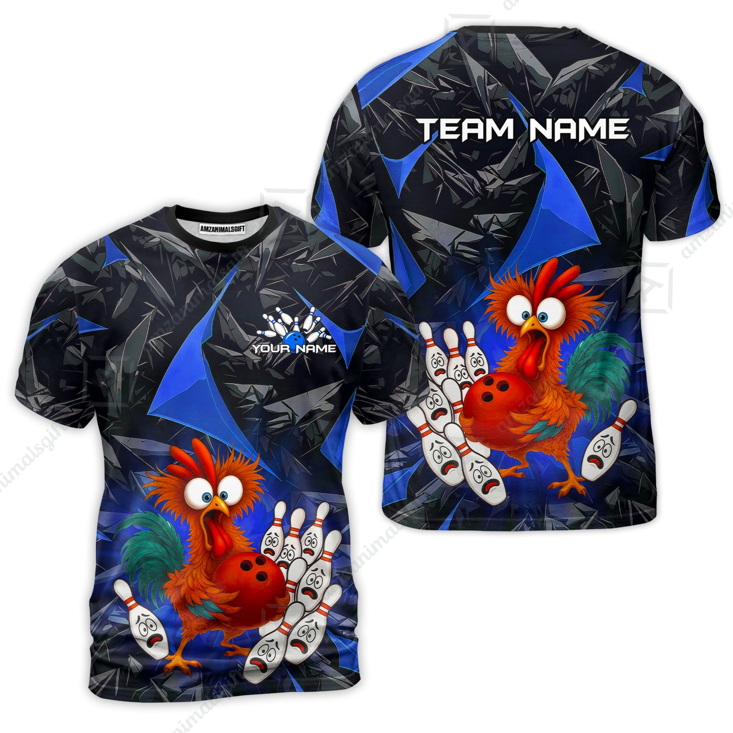 Custom Bowling Jersey Polo Shirt, Crazy Chicken Bowling Custom Bowling Jersey Team Shirt For Players With Name & Team Name