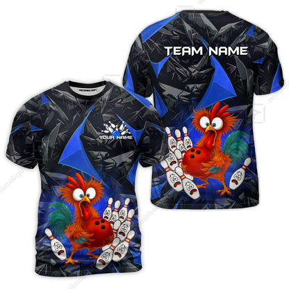 Custom Bowling Jersey Polo Shirt, Crazy Chicken Bowling Custom Bowling Jersey Team Shirt For Players With Name & Team Name