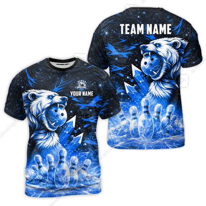 Custom Bowling Jersey Polo Shirt, Arctic Bear & Crystal Galaxy, Custom Bowling Jersey Team Shirt For Players With Name & Team Name