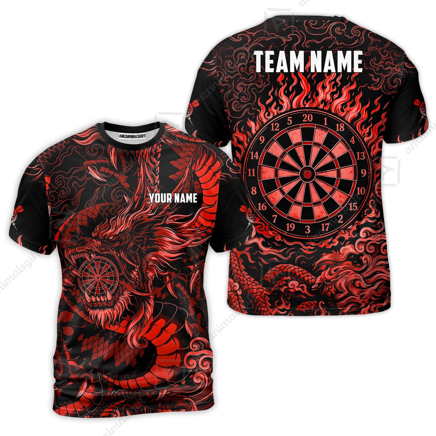 Custom Darts Jersey Polo Shirt, Dragon's Bullseye Darts, Custom Dart Jersey Team Shirt For Players With Name & Team Name