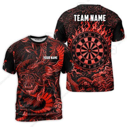Custom Darts Jersey Polo Shirt, Dragon's Bullseye Darts, Custom Dart Jersey Team Shirt For Players With Name & Team Name
