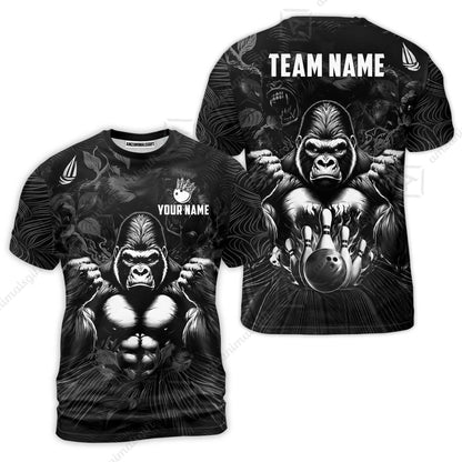 Custom Bowling Jersey Polo Shirt, Furious Gorilla Mascot, Custom Bowling Jersey Team Shirt For Players With Name & Team Name