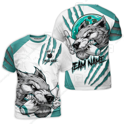 Customized Bowling Jerseys, Fierce Wolf Artwork Scratch, Uniform Bowling - Personalized Name And Team Name