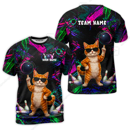 Custom Bowling Jersey Polo Shirt, Cool Cat Roller, Custom Bowling Jersey Team Shirt For Players With Name and Team Name