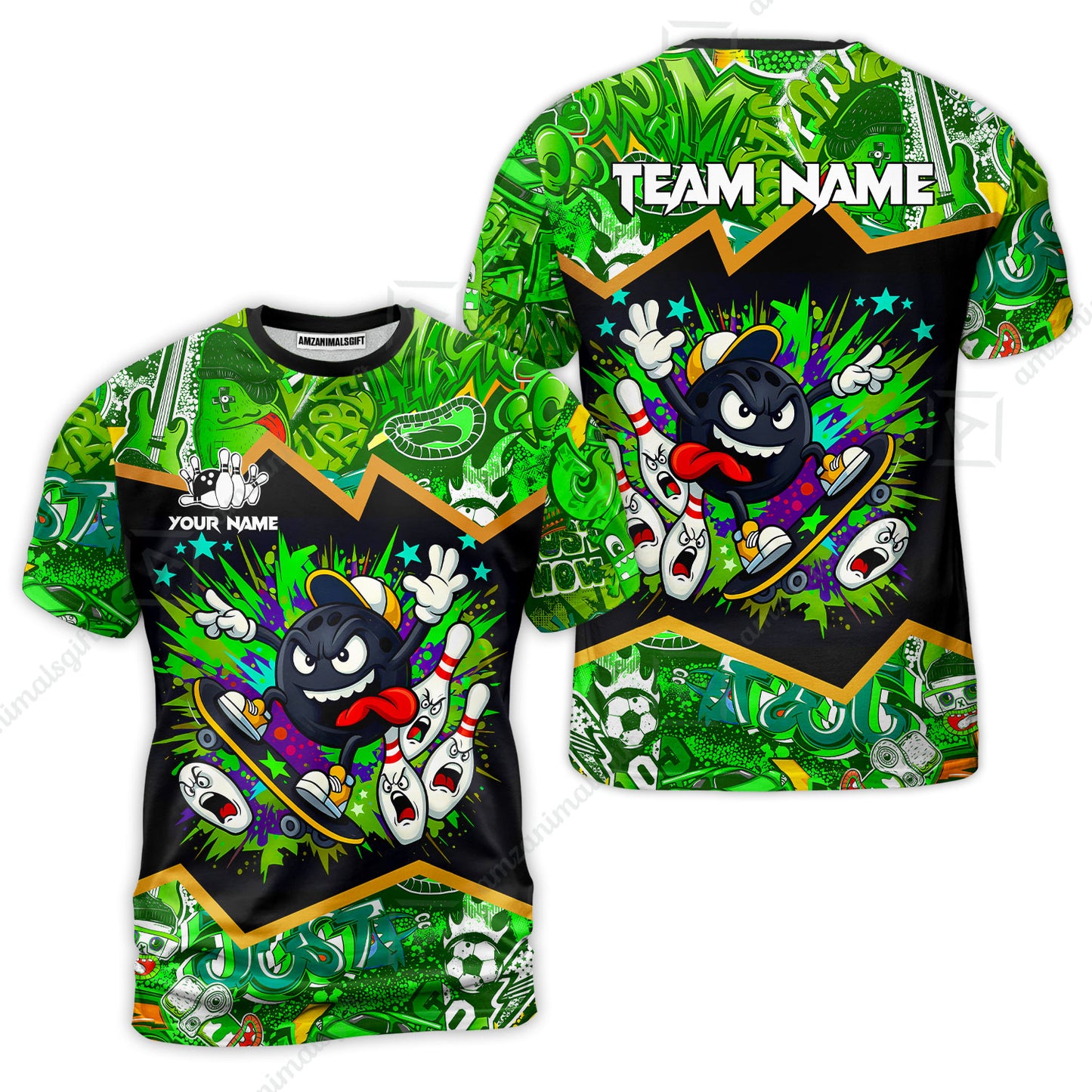 Customized Bowling Unisex Polo Shirt, Skater Bowling Ball Attack, Bowling Uniform, Personalized Name And Team Name