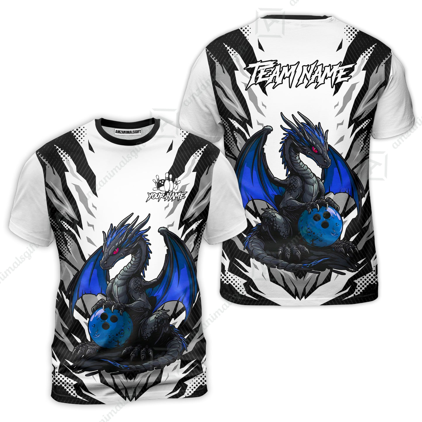 Custom Bowling Jersey Polo Shirt, Dragon Lover Custom Bowling Jersey Team Shirt For Players With Name & Team Name