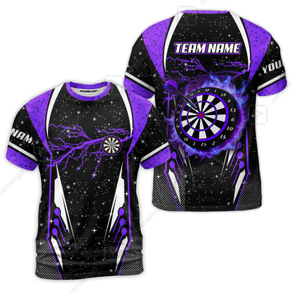 Custom Lightning Glitter Darts Team Unisex Polo Shirts, Customized Name Team Name Darts Team Jerseys Uniform