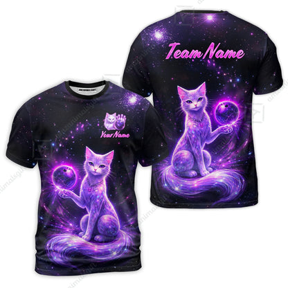 Custom Bowling Jersey Polo Shirt, Magical Kitty Bowling Custom Bowling Jersey Team Shirt For Players With Name & Team Name