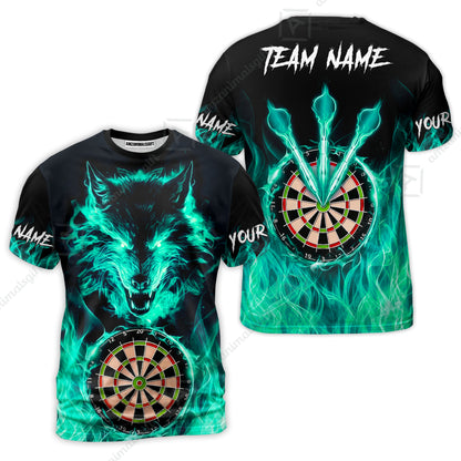 Custom Darts Jersey Polo Shirt, Dartboard Fierce Wolf Design, Uniform Dart - Personalized Name And Team Name