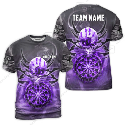 Custom Darts Jersey Polo Shirt, Glowing Fire Skull Tribal, Custom Dart Jersey Team Shirt For Players With Name & Team Name
