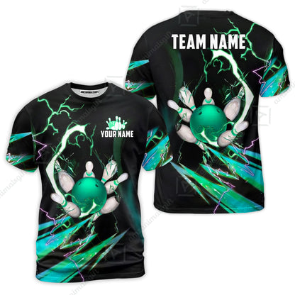 Custom Bowling Jersey Polo Shirt, Electric Strike & Neon Plasma, Custom Bowling Jersey Team Shirt For Players With Name & Team Name
