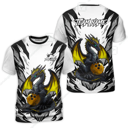 Custom Bowling Jersey Polo Shirt, Dragon Lover Custom Bowling Jersey Team Shirt For Players With Name & Team Name