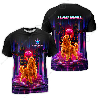 Custom Bowling Jersey Polo Shirt, Cyber Bowling Dog, Custom Bowling Jersey Team Shirt For Players With Name & Team Name