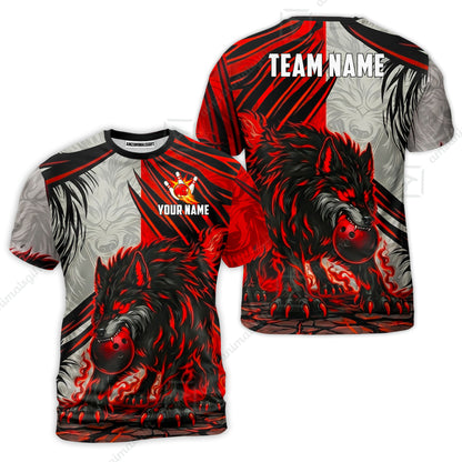 Custom Bowling Jersey Polo Shirt, Lone Wolf Strike & Emerald Frost, Custom Bowling Jersey Team Shirt For Players With Name & Team Name