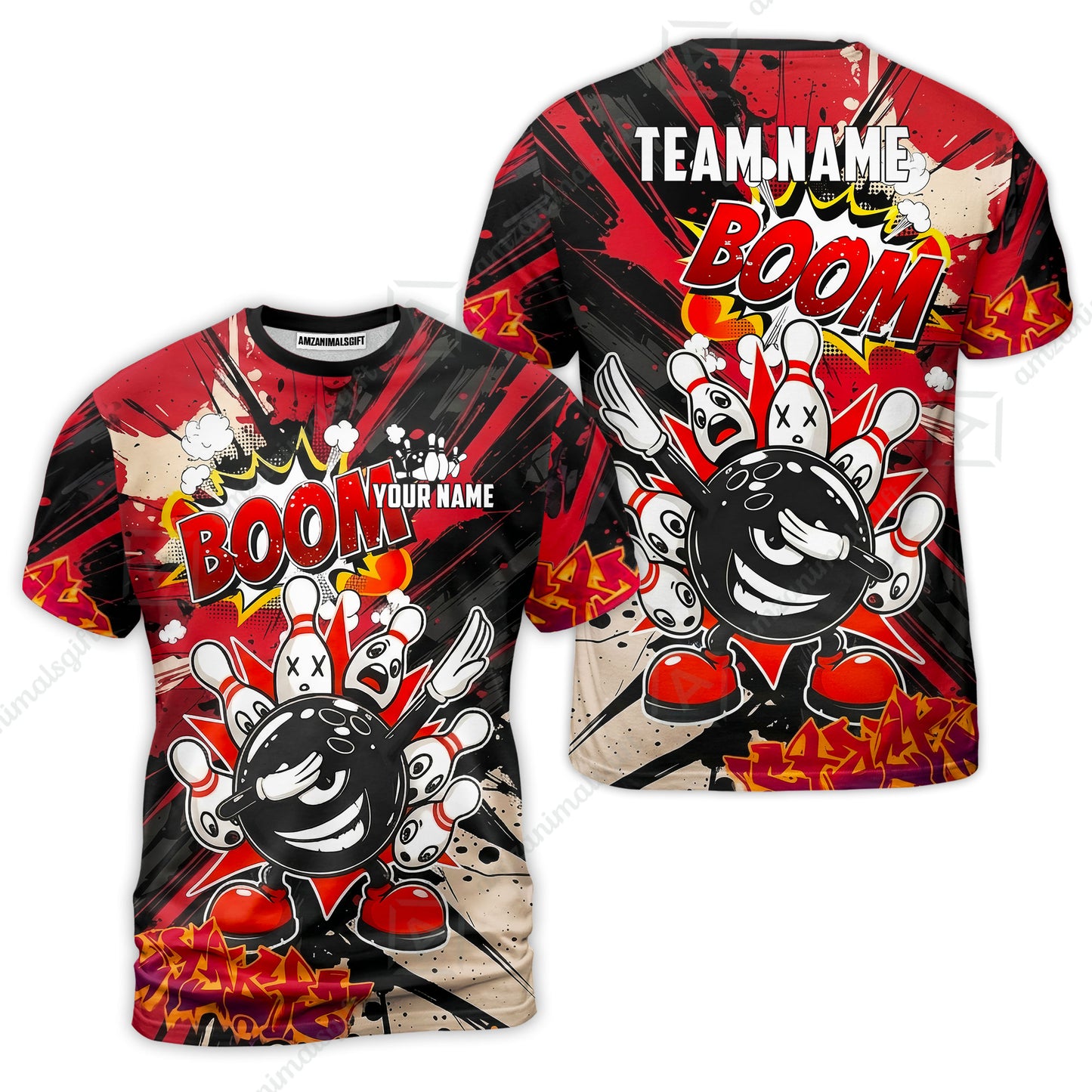 Custom Bowling Jersey Polo Shirt, Dabbing Cartoon Monster, Custom Bowling Jersey Team Shirt For Players With Name & Team Name
