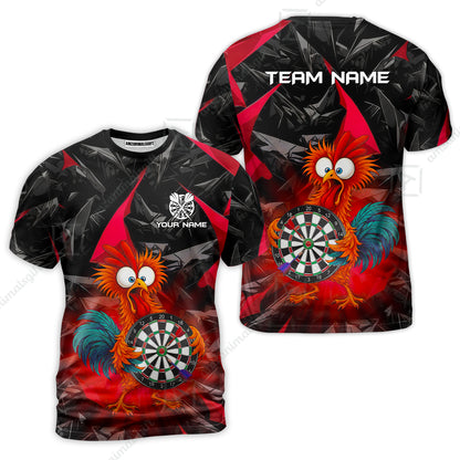 Custom Darts Team Jersey, Personalized Funky Rooster Dart Shirt For Players With Name & Team Name