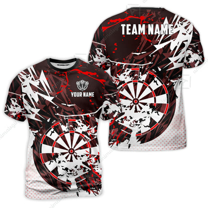 Customized Abstract Crimson Geometric Shard Darts Jersey, Personalized Name And Team Name For Dart Players