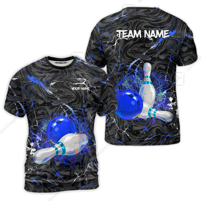 Customized Bowling Unisex Polo Shirt, Swirling Marbled Pattern Vibrant Veins, Bowling Uniforms, Personalized Name And Team Name