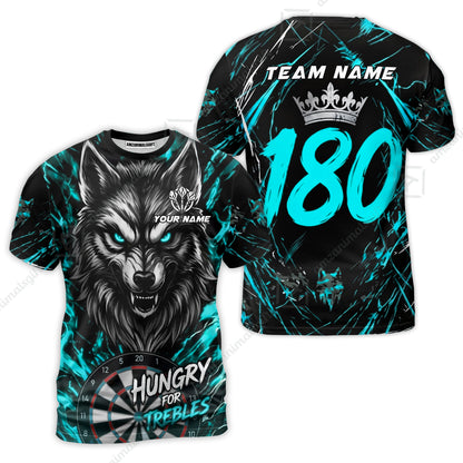 Custom Darts Jersey Polo Shirt, Wolf 180, Custom Dart Jersey Team Shirt For Players With Name & Team Name