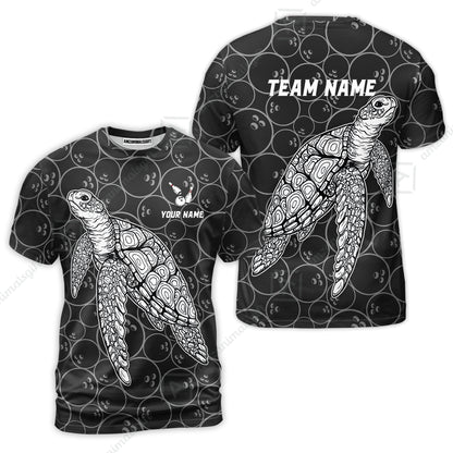 Customized Bowling Unisex Polo Shirt, Bowling Sea Turtle, Bowling Uniform - Personalized Name And Team Name